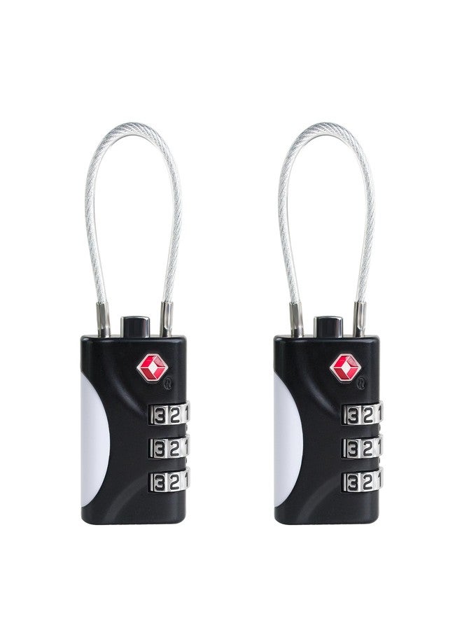 UP Security TSA Approved Luggage Locks - Small Combo Travel Padlock with Cable, TSA 007 Suitcase & Backpack Security, Durable & Easy to Use (Black+Black) - Image 1